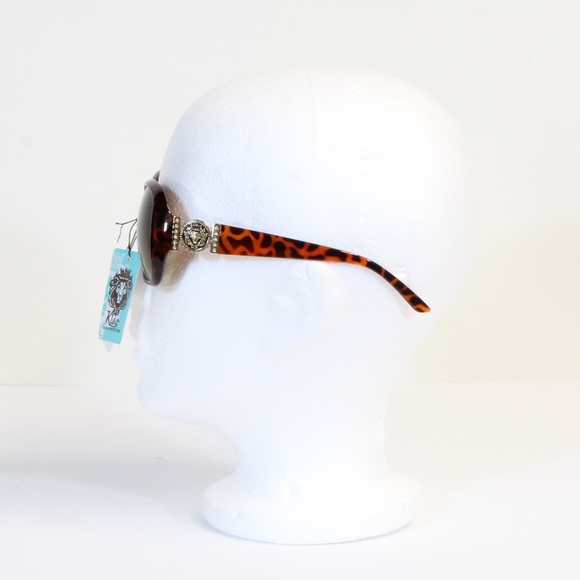 Kleo Women's Brown Gradient Lens Animal Print Butterfly Sunglasses NWT - Picture 4 of 5